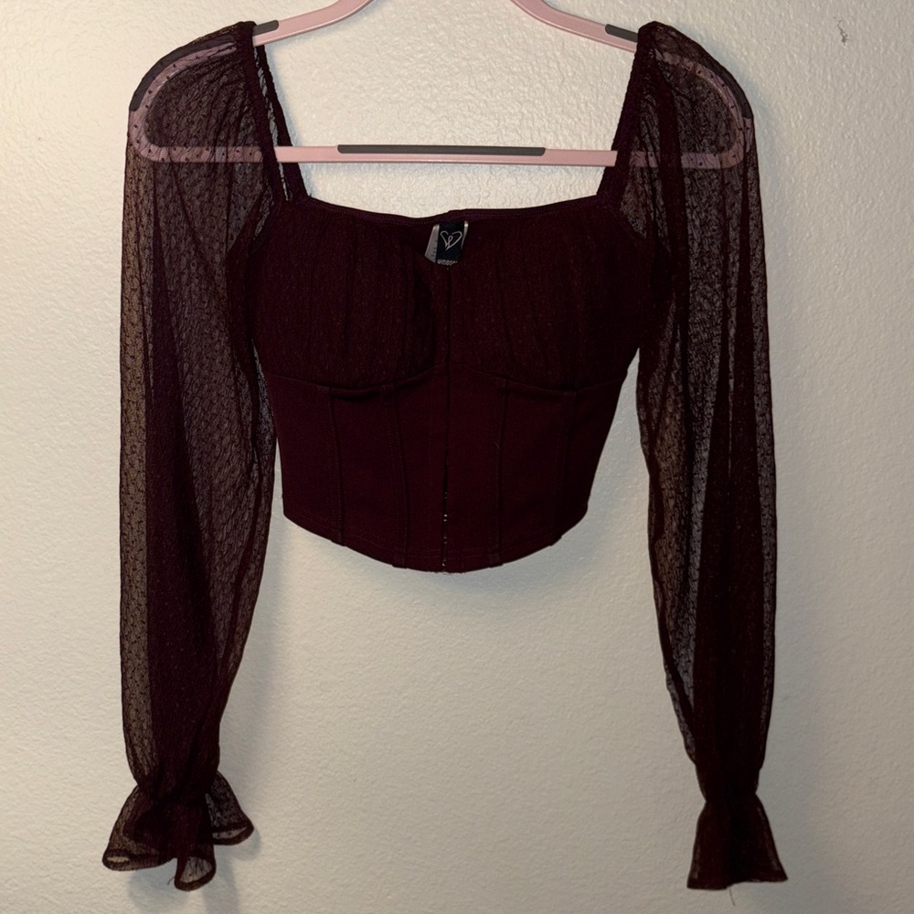 Windsor Burgundy Sheer Sleeve Top